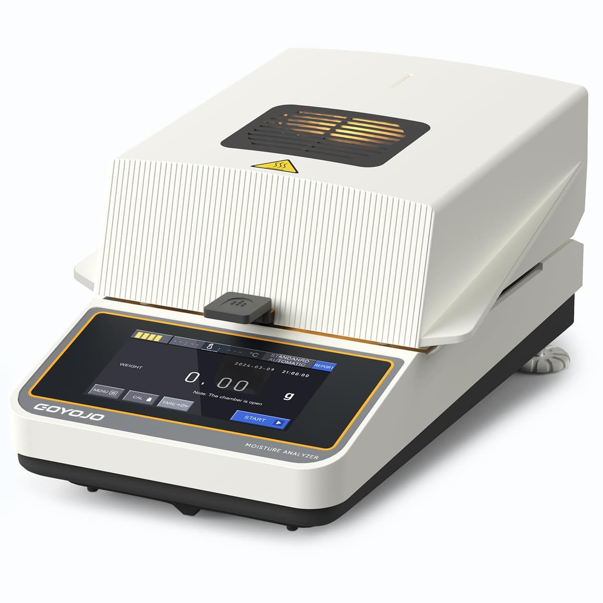 GOYOJO Halogen Moisture Analyzer GS110A, 110g-0.01g, Rápido Calentamiento (40-160°C), Impresora y Almacenamiento de Datos