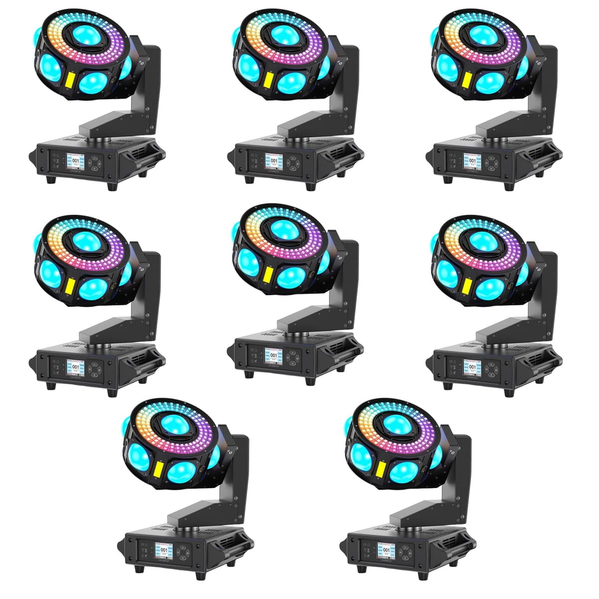 GdjRttk 8 Pack Luces Moving Head 160W RGBW 3 ejes DMX512 con Estrobos para Shows ZQ02621X8