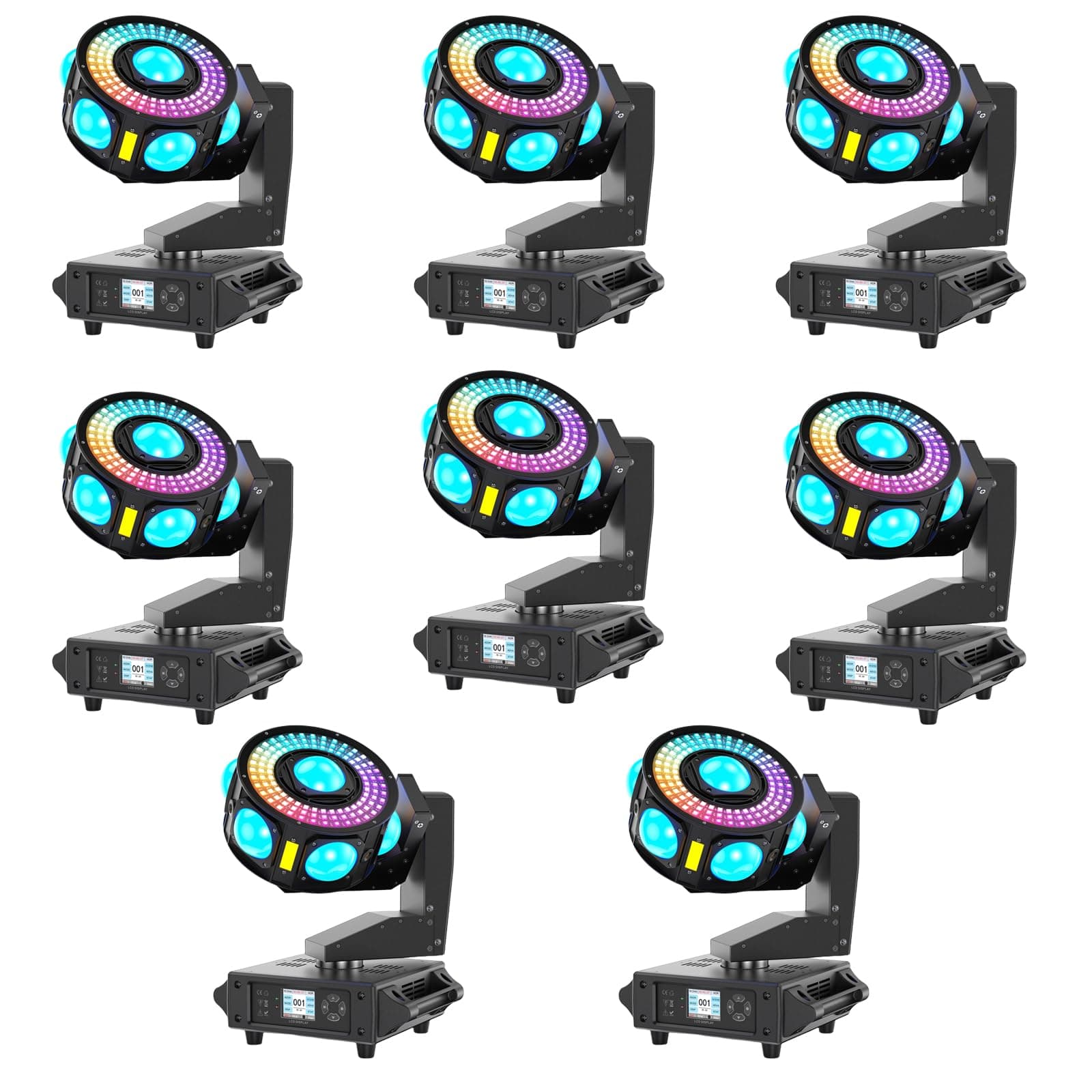 GdjRttk 8 Pack Luces Moving Head 160W RGBW 3 ejes DMX512 con Estrobos para Shows ZQ02621X8