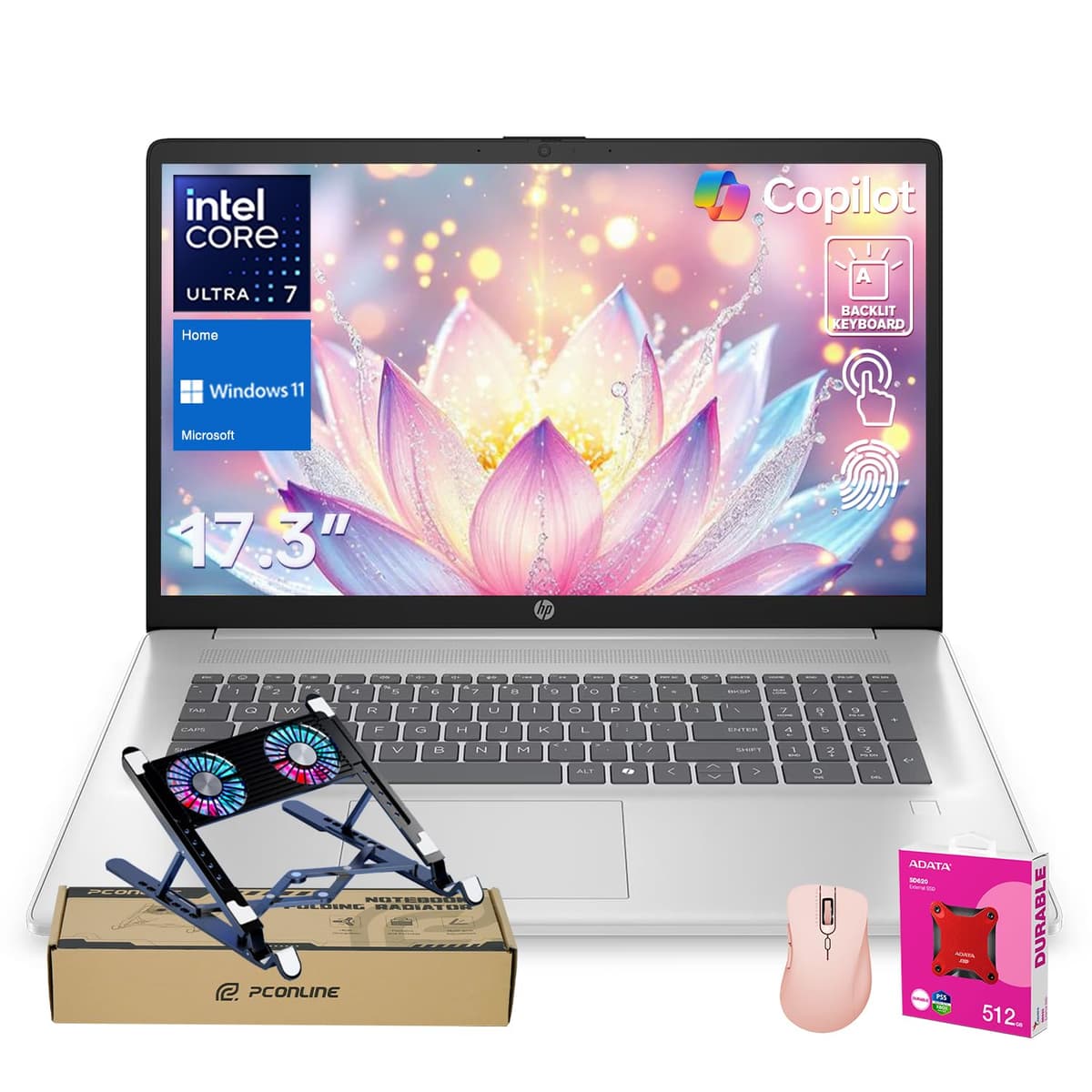 HP Business Copilot AI Laptop 17.3" HD+, Ultra 7 255U, 25GB DDR5, 2TB SSD, bundle TPN-IB9O