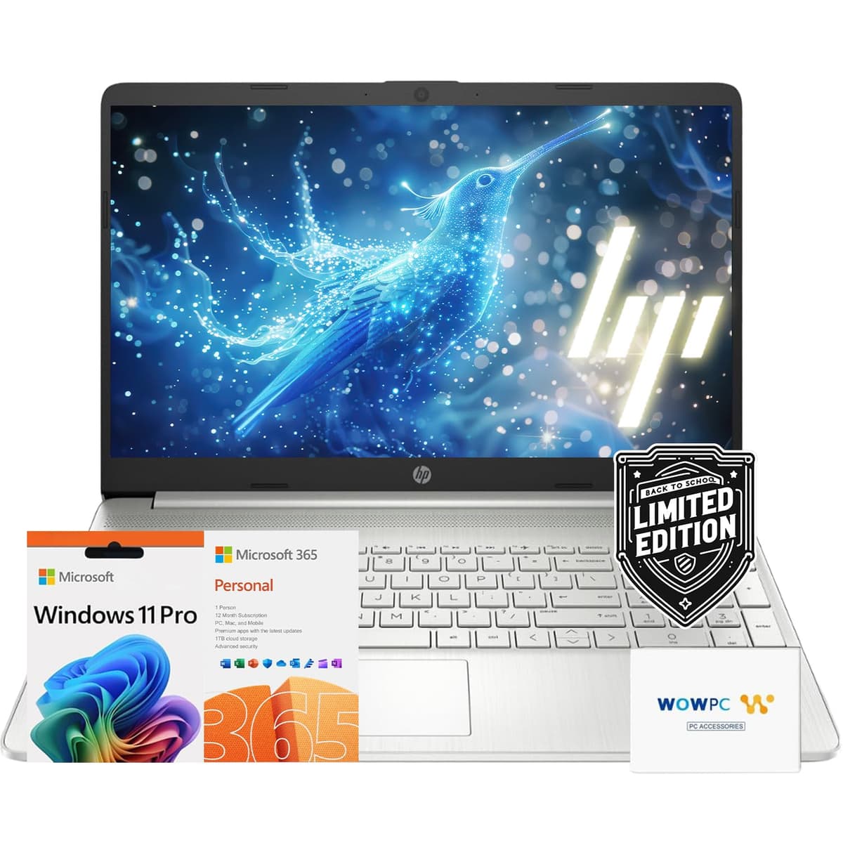 HP 15.6" Laptop Back to School, AMD Ryzen 3 5300U, 64GB RAM, 1TB (512GB SSD + 512GB externo), Win11 Pro, Bundle WOWPC Business Laptop