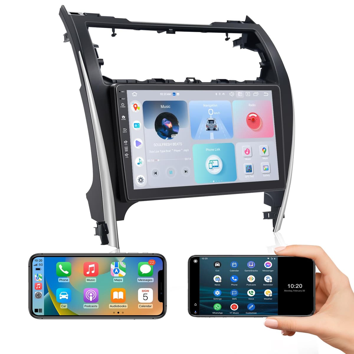 Roadanvi X12 10.2" Estéreo para auto para Toyota Camry 2012-2014 CarPlay Android Auto WiFi 4G LTE Bluetooth GPS Android 12 4G+64G