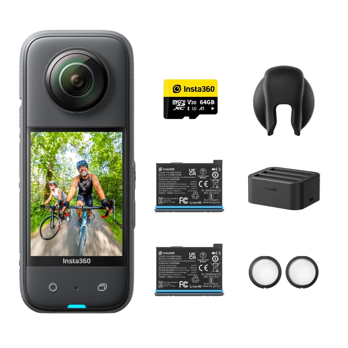 Insta360 X3 - Cámara de Acción 360 con 5.7K, 4K Wide, Estabilización FlowState y Kit de Baterías