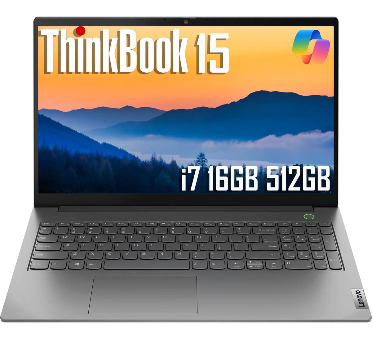 Lenovo ThinkBook 15 Gen 4 Laptop empresarial (15.6" FHD antirreflejo, Intel i7-1255U de 10 núcleos, 16GB RAM, 512GB SSD), cámara 1080p, lector de huellas, Thunderbolt 4, Ethernet, Wi-Fi 6, Windows 11 Pro con Copilot, gris