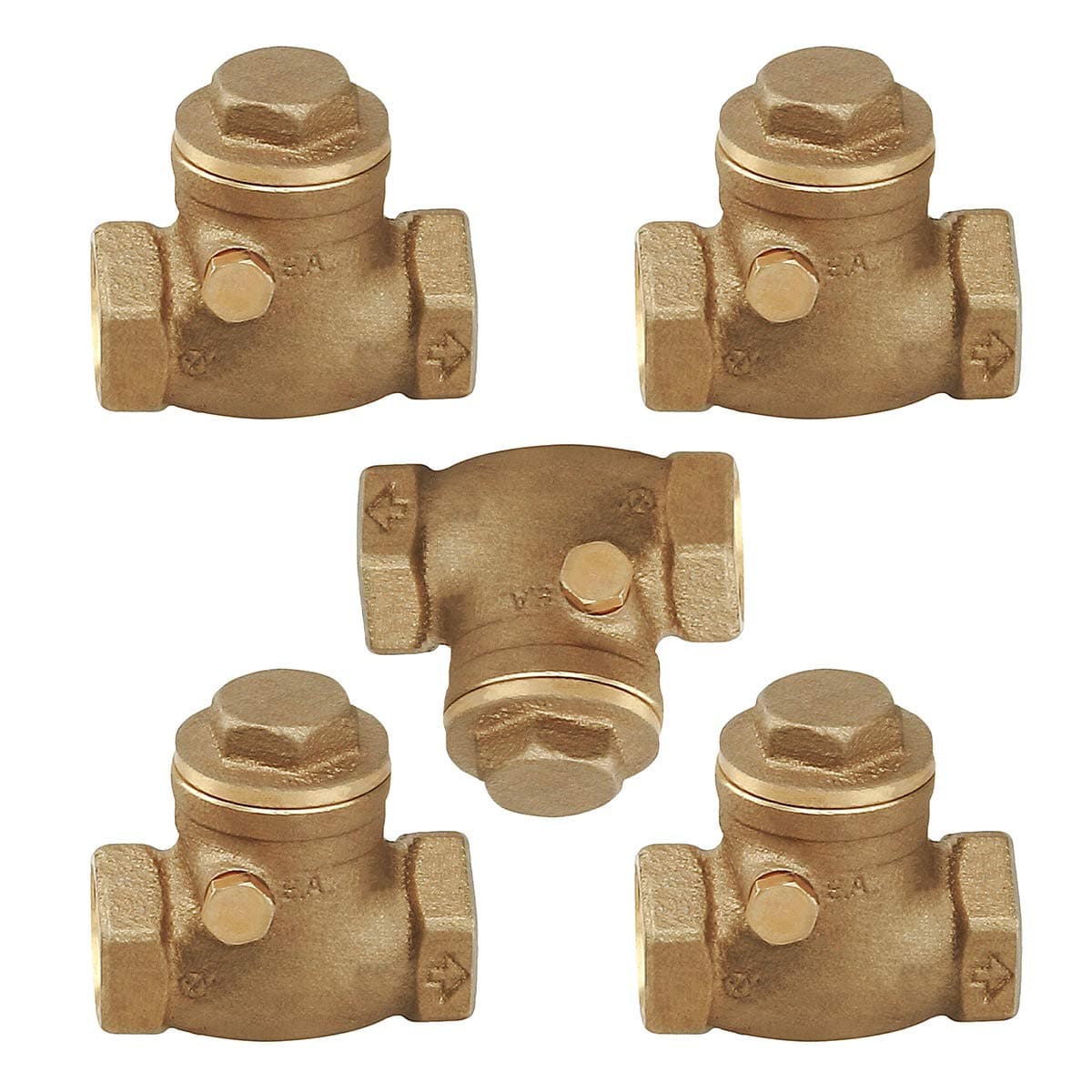 Midline Valve 432U225-5 Válvula de retención tipo swing de latón fundido, conexión FIP 3 in. (paquete de 5)