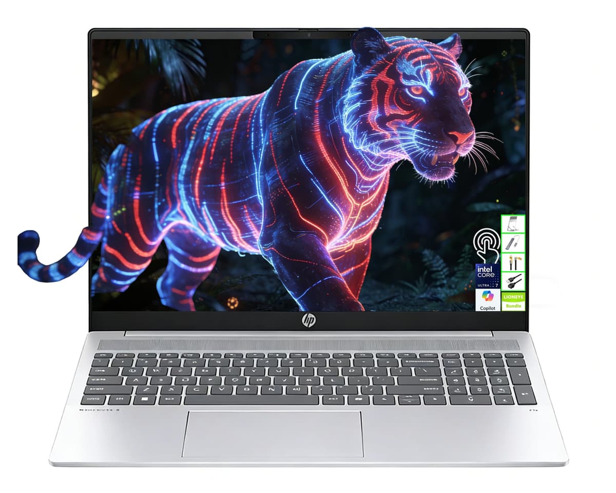 HP OmniBook 5 de 16" Pantalla táctil 2K IPS antirreflejo, Intel Core Ultra 7 255U, 16GB RAM, SSD 2TB, Tecla rápida Copilot, Carga rápida, Wi-Fi, para trabajo/entretenimiento/multitarea, Windows 11 Home, paquete LE 16-af1017wm