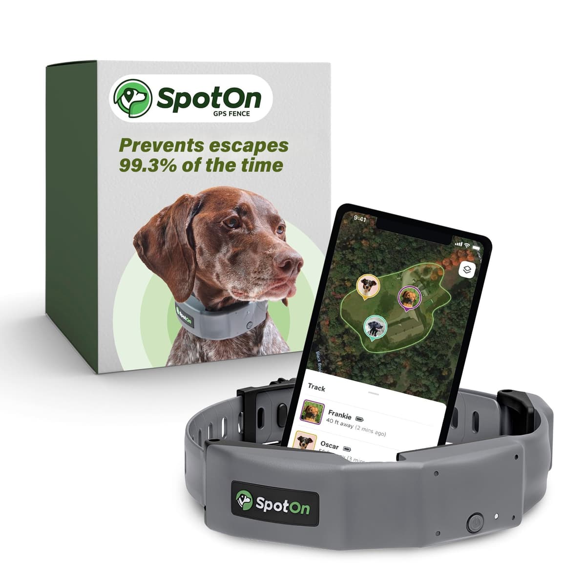 Collar SpotOn GPS Inalámbrico para Perros, Preciso y Confiable, Sin Límite de Cercas