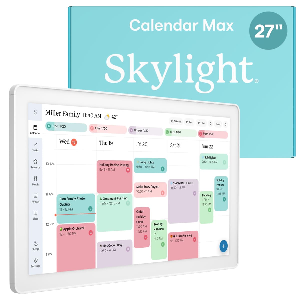 Skylight Calendar Max 27" - Calendario digital inteligente con pantalla táctil y organizador familiar 270GBa