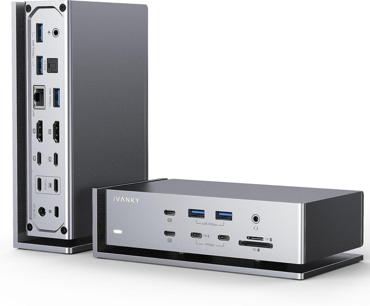 iVANKY FusionDock Max 1 - Docking station 20 en 1 con doble chip Thunderbolt 4 y quad 6K@60Hz