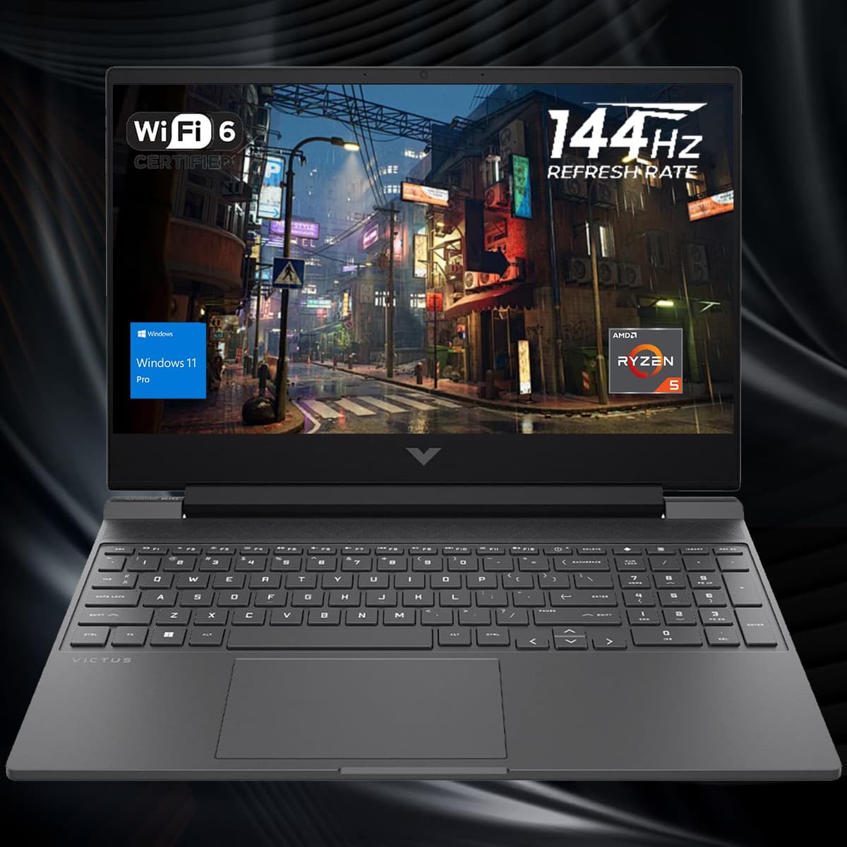 HP Victus 15.6 Gaming Premium con Ryzen 5, pantalla 15.6" FHD 144Hz, Ryzen 5 7535HS (mejor que Intel i5-13420H), AMD Radeon RX 6550M (mejor que NVIDIA GeForce RTX 3050), 16GB RAM DDR5, SSD 1TB, teclado retroiluminado, Windows 11 Pro ‎‎TPN-Q279_598U1AV