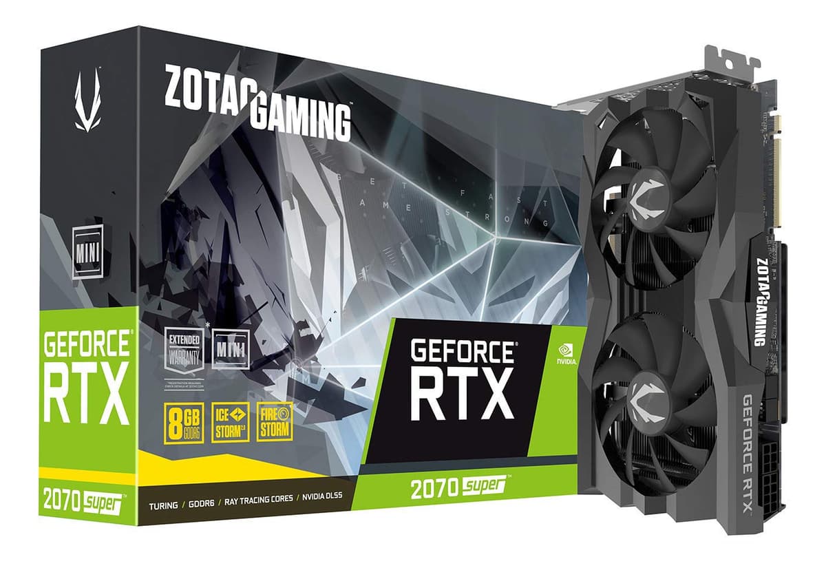ZOTAC Gaming GeForce RTX 2070 Super Mini 8GB GDDR6 256 bits 14 Gbps Tarjeta de Video para Juegos, Ice Storm 2.0, Súper Compacta, ZT-T20710E-10M