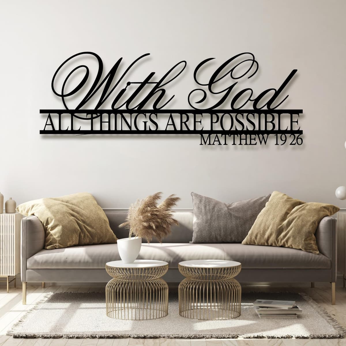lunwall With God All Things Are Possible Metal Wall Art - Matthew 19:26 (79"W x 28"H) WITHGOD001