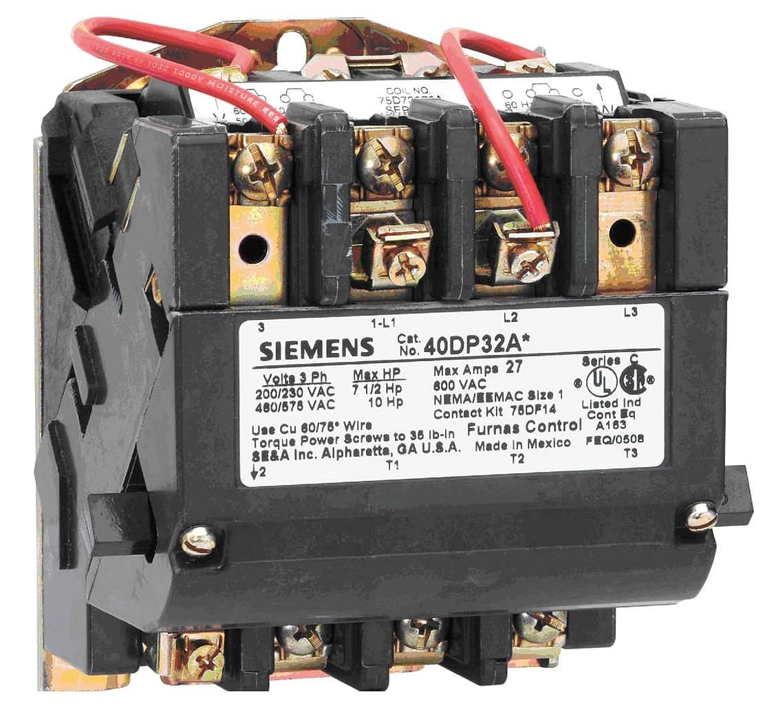 Siemens NEMA Magnetic Contactor 27A 240Vac NEMA1 40DP32AA