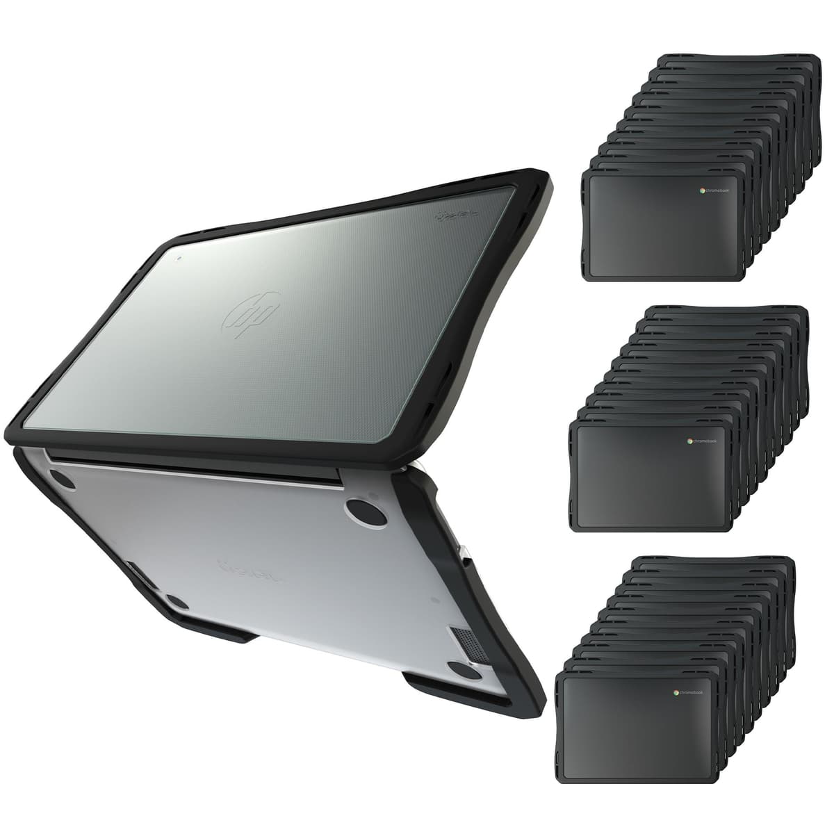 UZBL Air Estuche rígido para HP Chromebook 11 G9 / G8 EE, cubierta protectora transparente a prueba de estudiantes K-12 (paquete de 30)
