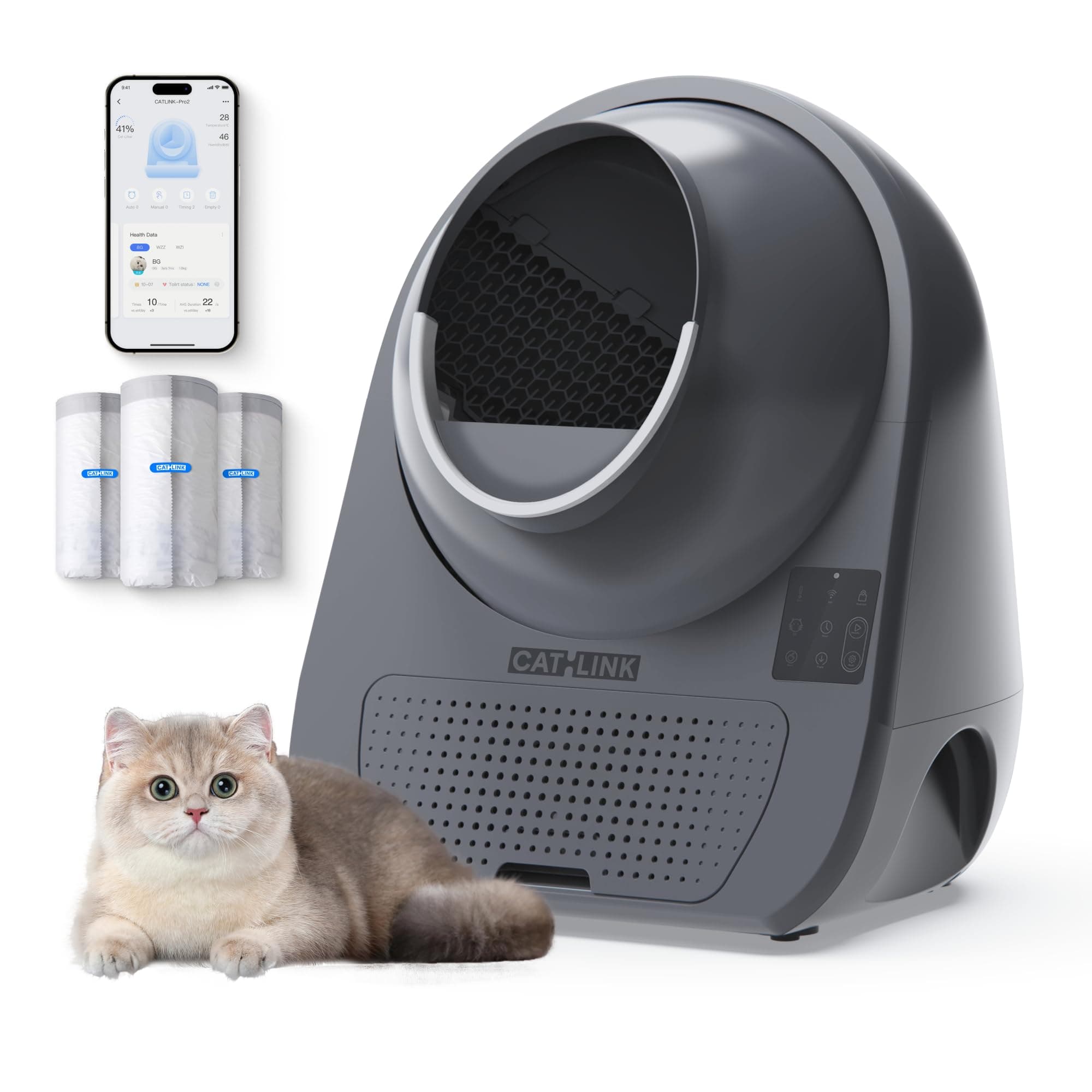 Caja de Arena Automática Autolimpiante CATLINK, Gris PRO X