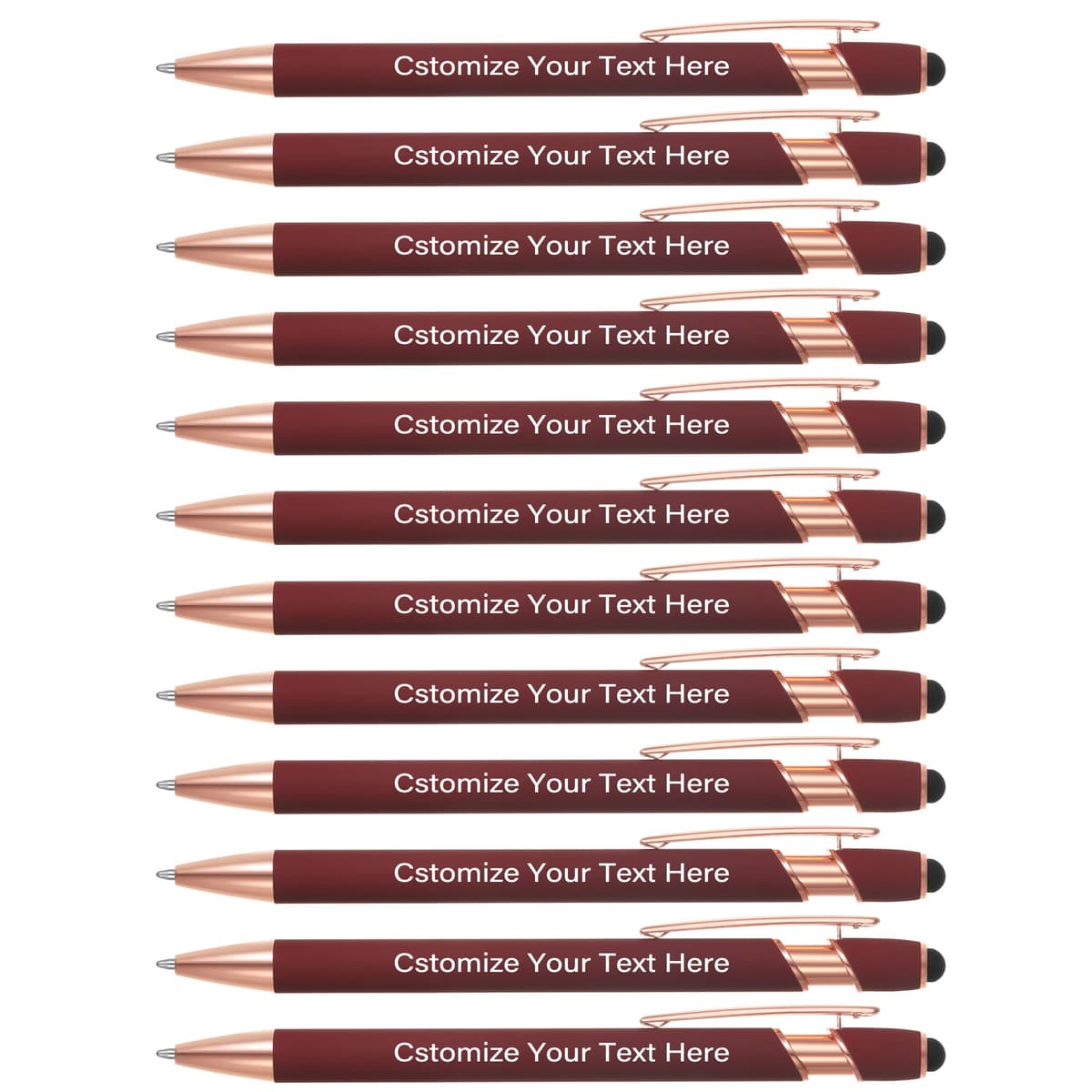 Kingluu 300 bolígrafos personalizados con punta stylus, tinta negra, grabado gratis YZBDZ004