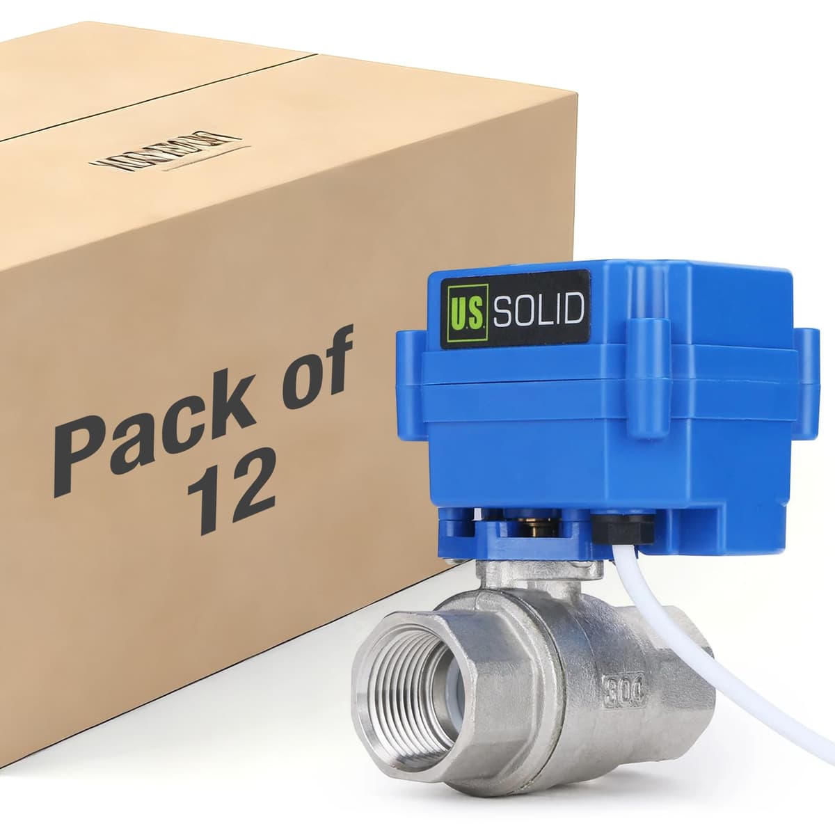 U.S. Solid Válvula de Bola Motorizada Sólida EE. UU. - Válvula de Bola de Acero Inoxidable 3/4" con Paso Total, 9-24V AC/DC y Configuración de Retorno Automático de 2 Hilos (Paquete de 12) USS-MSV00008