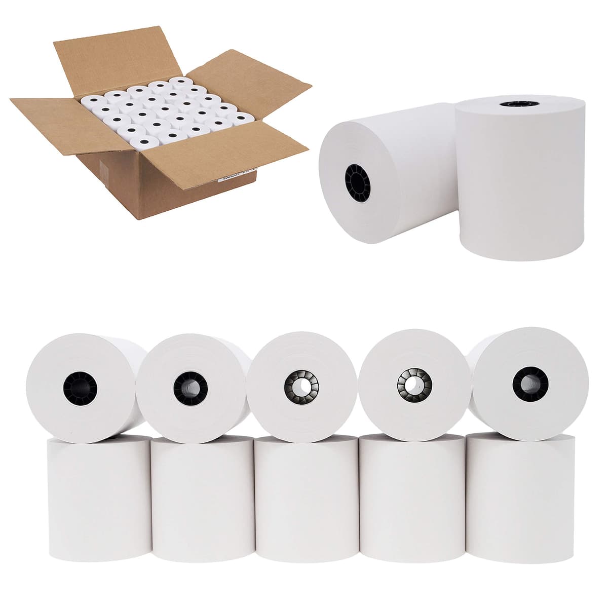 BuyRegisterRolls Rollos de Papel Térmico 3" x 150' 1-Ply Bond para Impresora de Cocina (1500 Rollos) 48 GSM BRR