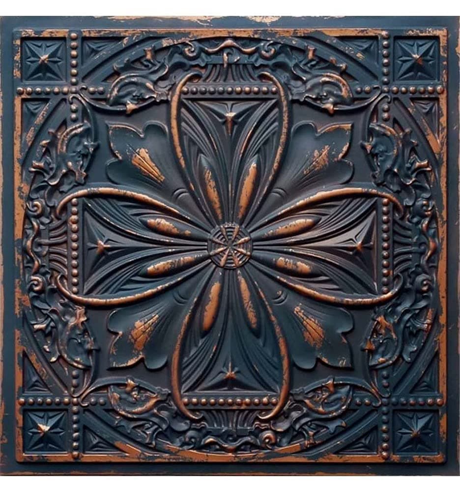 From Plain To Beautiful In Hours DCT10 Milan PVC 2' x 2' Lay-in o Glue-up Ceiling Tile, Graphite Gold, 50 Piezas DCT10gg-24x24-50