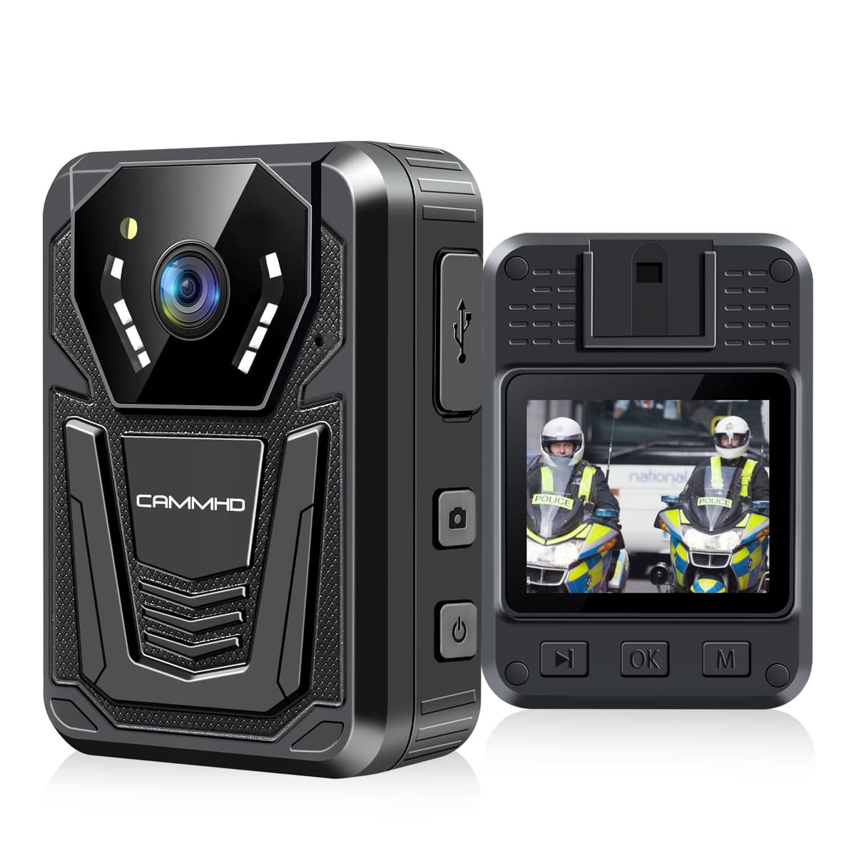 CAMMHD F6 1TB Cámara Corporal 4K, Funciona 12-14 Hrs y Ultra Visión Nocturna, Cámara Corporal Impermeable con Grabación de Audio y Video H.265 Código de Video Cámara Corporal para Policía y Fuerzas del Orden CAMMHD-2023