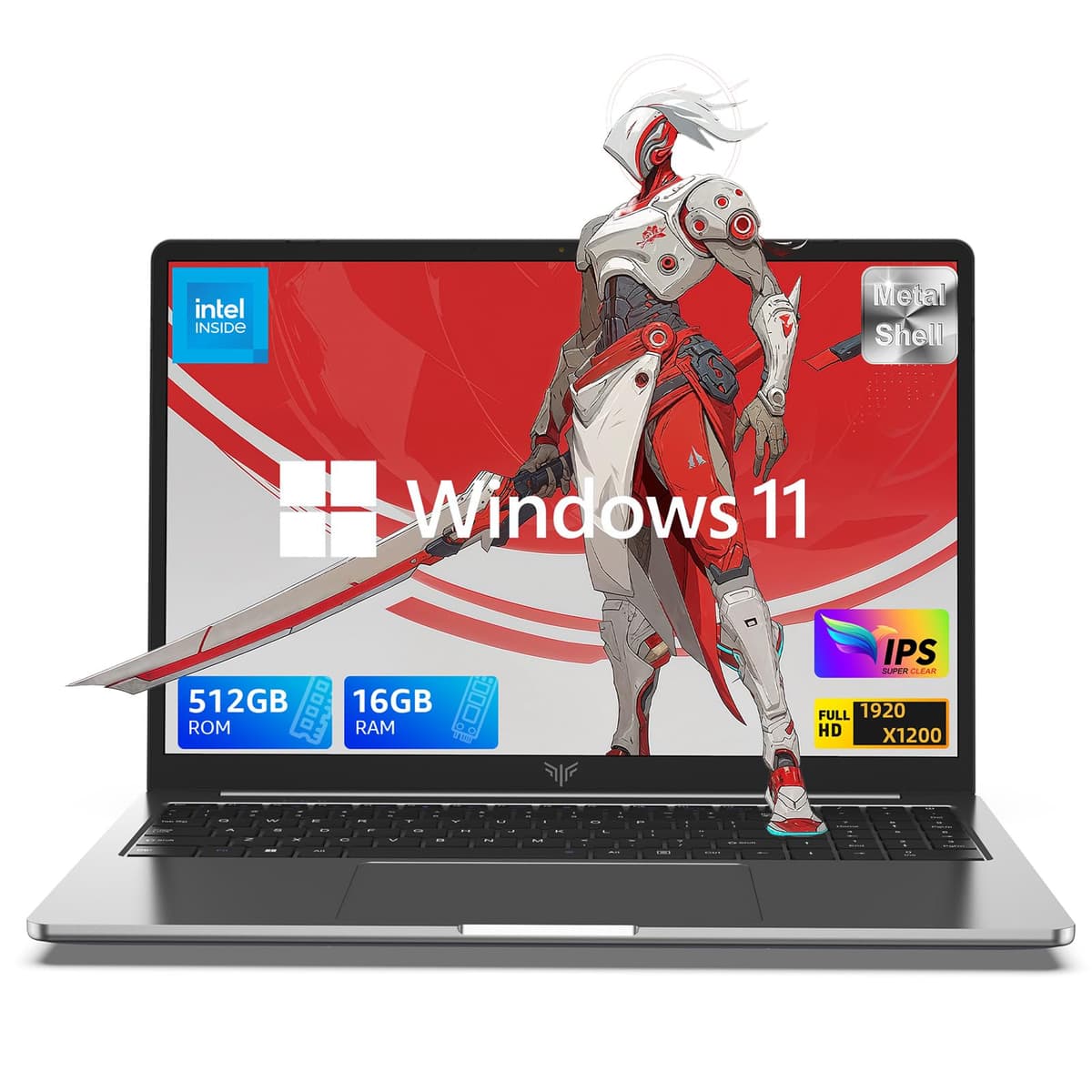 KAIGERR Laptop, 16 GB DDR4 512 GB SSD, computadora portátil de 16.0 pulgadas con Windows 11 y procesador Intel de 12.ª generación de cuatro núcleos (hasta 3.6 GHz), pantalla FHD 1920p, WiFi 6, USB 3.2, Type-C, batería de larga duración LX16