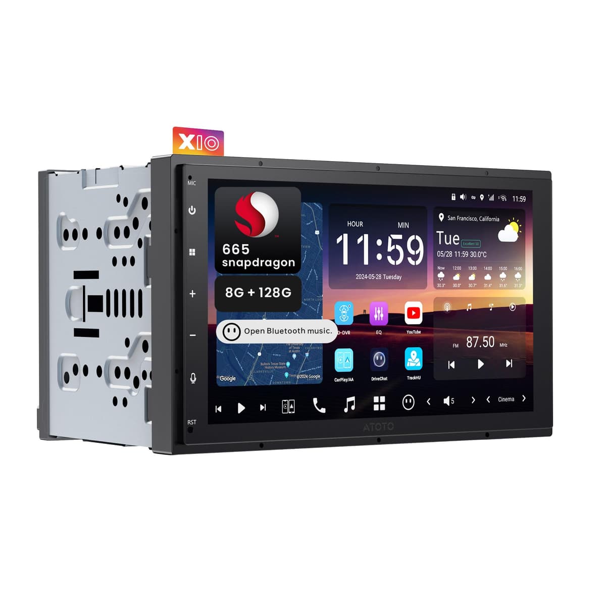 Radio para auto doble DIN ATOTOZONE Android AI de 7 pulgadas, 8G+128G, 4G LTE, CarPlay inalámbrico y Android Auto, audio 7.1.2 canales, DSP, ecualizador 36 bandas, FLAC, entrada HDMI, compatible con protocolo ADS, X10G2B7E X01-WPQ