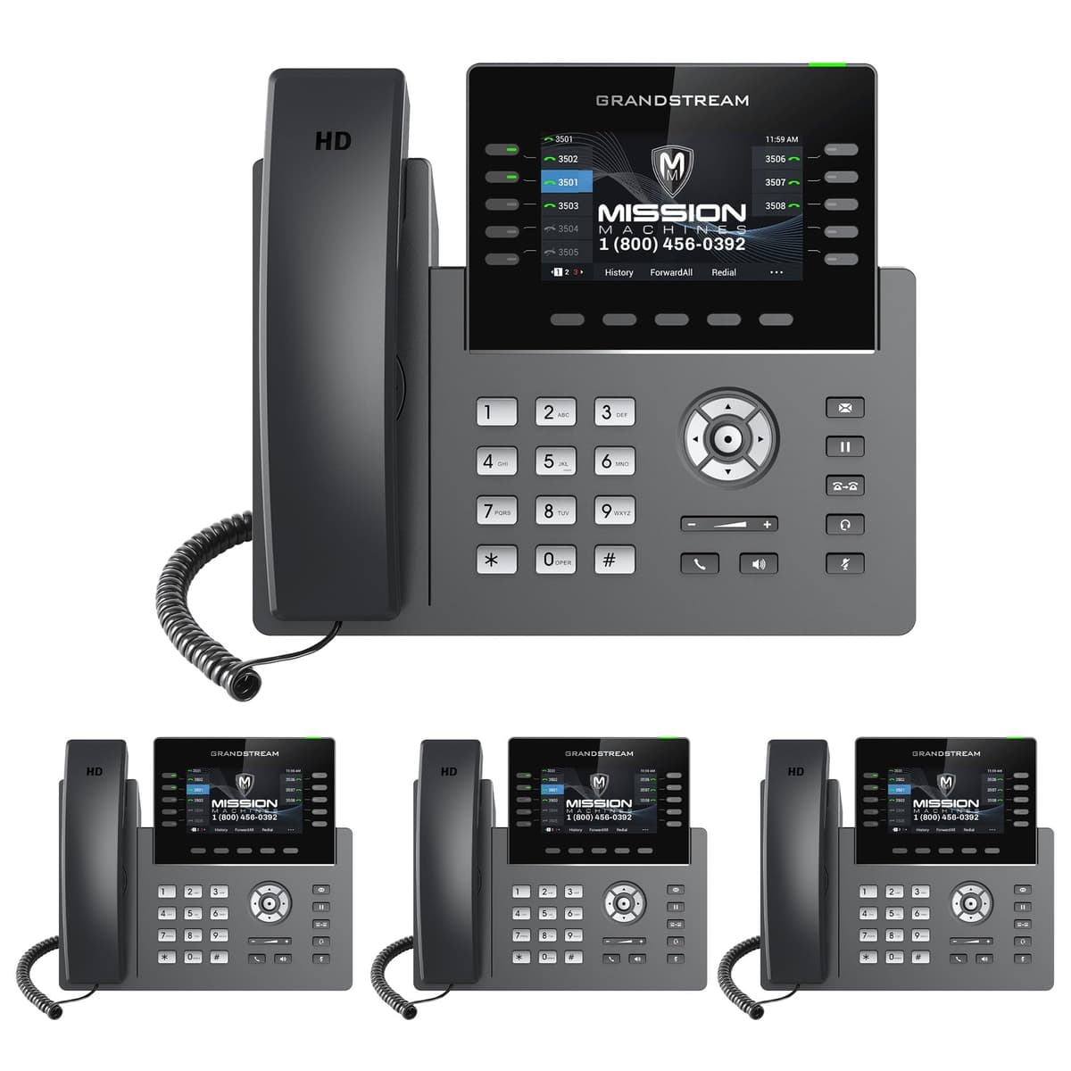 Sistema telefónico empresarial Mission Machines G400C (paquete 4 teléfonos) - incluye GRP2615 + servidor cloud + 3 meses gratis