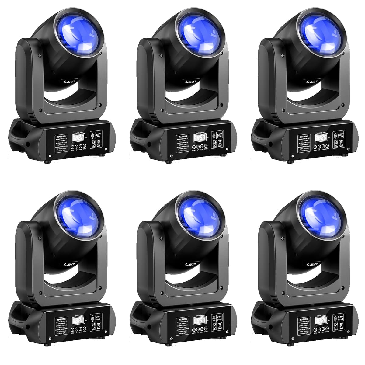 WZYBUTA Pack 6 Moving Head 150W con 8 Gobo, Prisma 18 Facetas y DMX512 ZQ02341