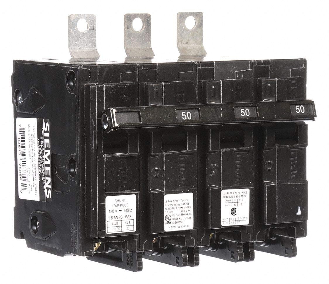 Siemens Interruptor automático con disparo por shunt 3P 50 A 240 VAC (B35000S01)