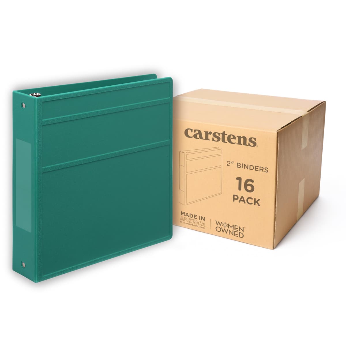 Carstens carpeta de 3 aros 2" resistente, apertura lateral, color Teal, sin bolsillos 5822-3RCS
