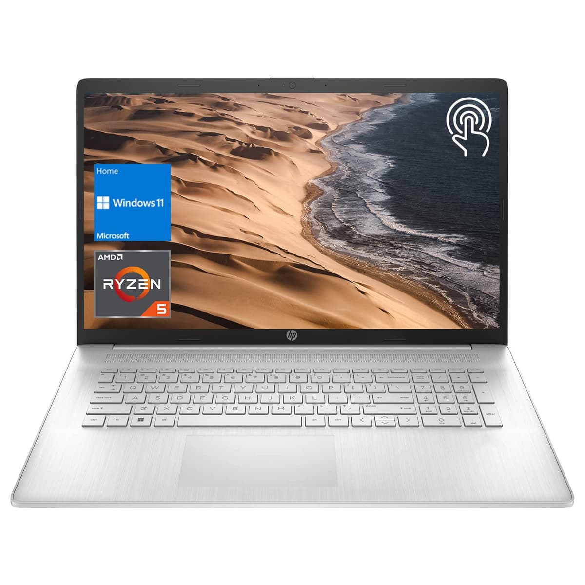 HP 17 Laptop, Pantalla táctil HD+ de 17.3", AMD Ryzen 5 5625U, 32GB RAM DDR4, SSD PCIe NVMe de 1TB, Cámara web, Wi-Fi, Bluetooth, Windows 11 Home, Plateado HP_17-cp1035cl_A1-F_FBA