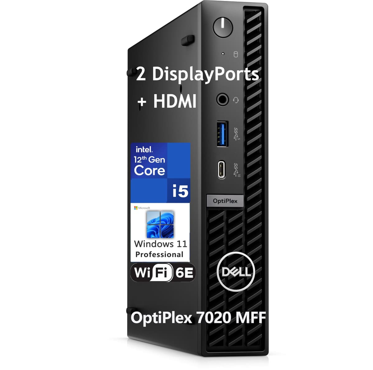 Dell OptiPlex 7020 Micro Mini PC con Intel i5-12500T, 16GB DDR5, 512GB PCIe SSD, WiFi 6E, HDMI + 2 DisplayPorts, Windows 11 Pro OptiPlex 7020 MFF