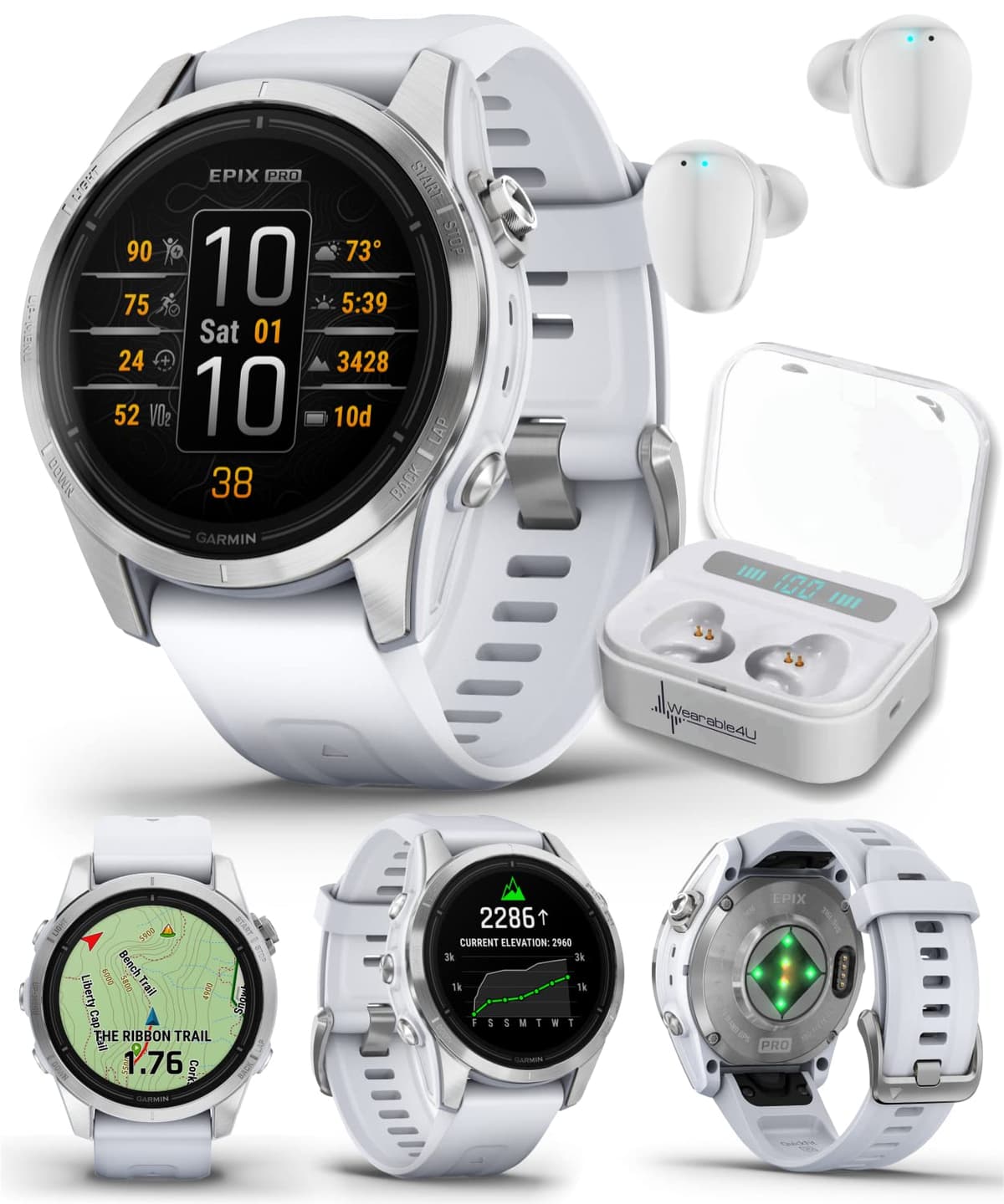 Wearable4U Garmin epix Pro (Gen 2) 42 mm con auriculares blancos TWS X7 - Bundle TWS X7/X7-1