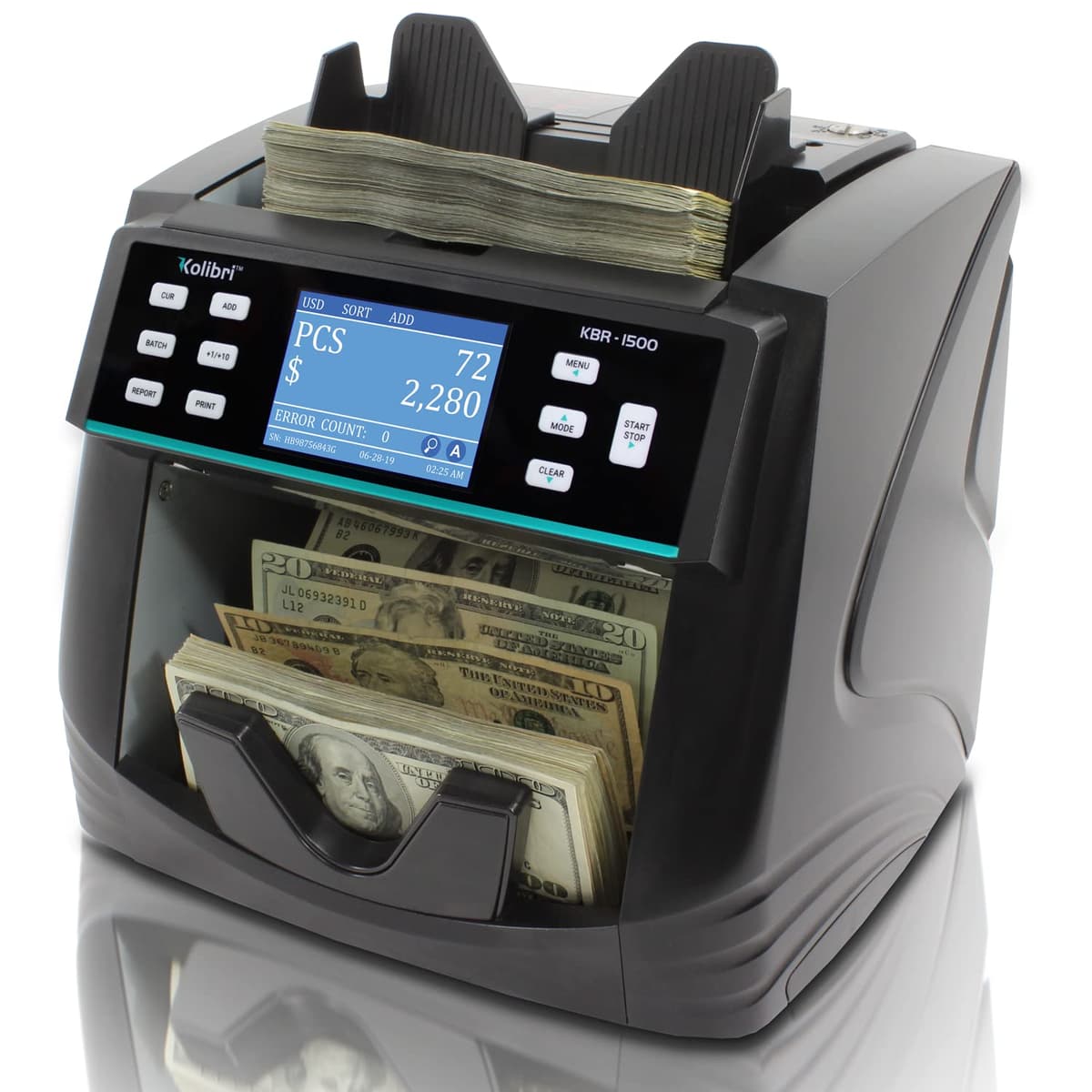 Kolibri KBR-1500 Contadora de Billetes 1-Bolsillo con Detección UV/MG/MT/IR/SN/DV