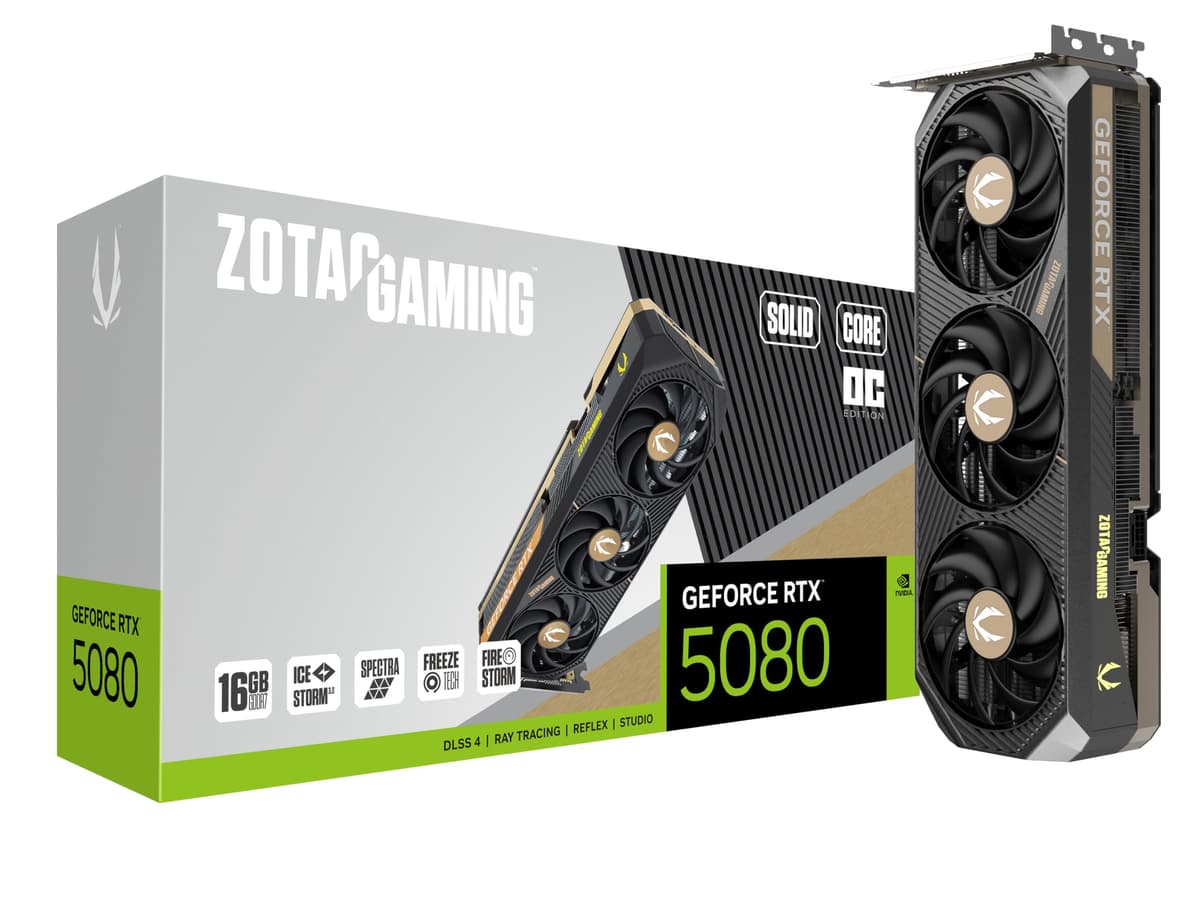 ZOTAC GeForce RTX 5080 Solid CORE OC 16GB GDDR7 PCIe 5.0, ZT-B50800J2-10P