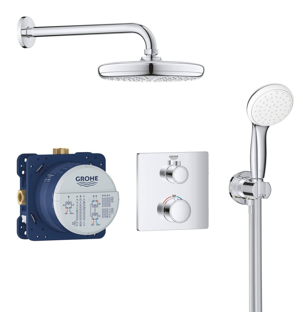 Grohe 34727000 Sistema de ducha empotrado con Tempesta 210, cromo 34729000
