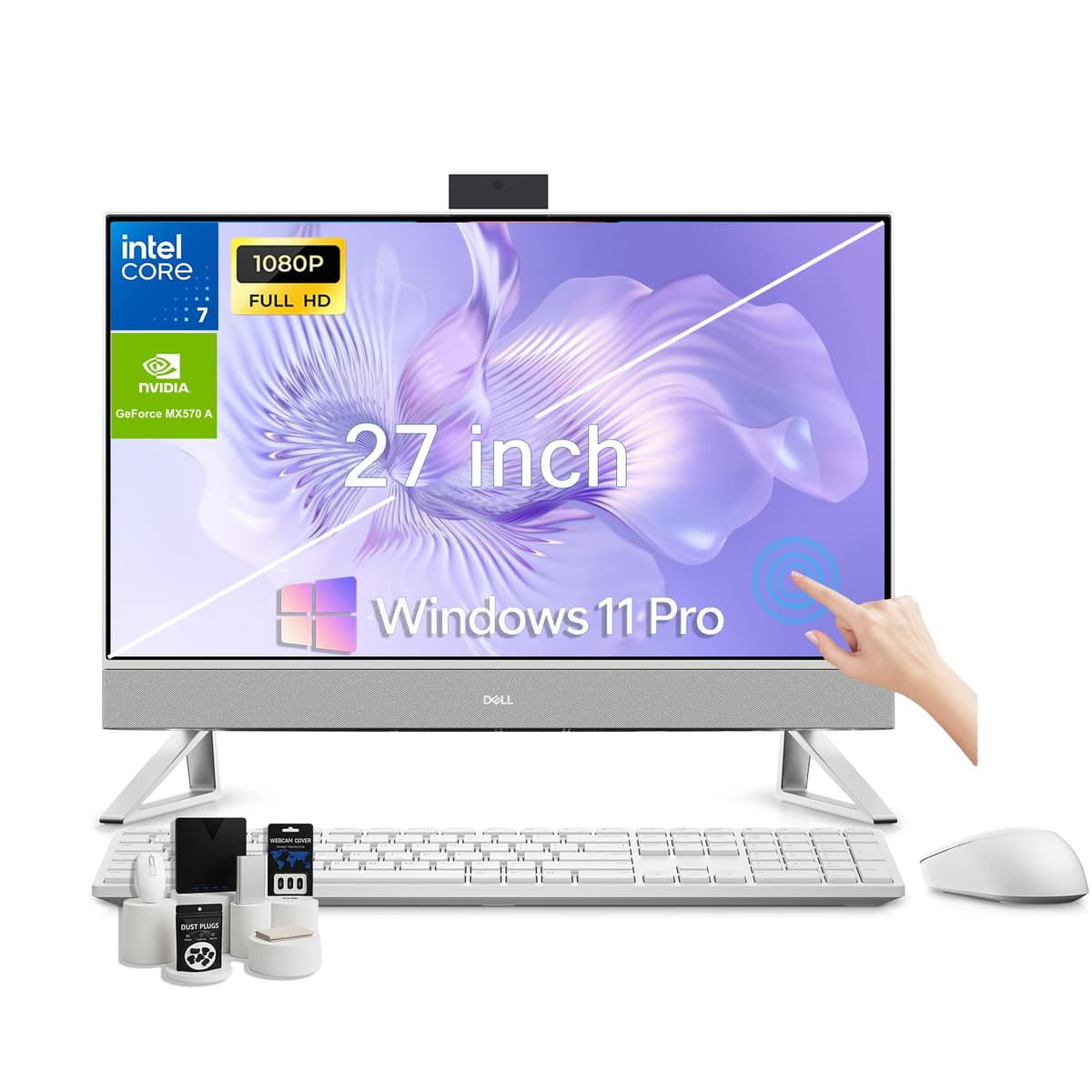 Dell Inspiron 7730 Todo-en-Uno con Pantalla Táctil | Pantalla IPS FHD de 27" | NVIDIA GeForce MX570A | Intel 7-150U | Windows 11 Pro | Wi-Fi 6E | Teclado y Mouse Inalámbricos | 32 GB RAM | SSD de 1 TB | con Accesorios Dell Inspiron All-In-One Desktop
