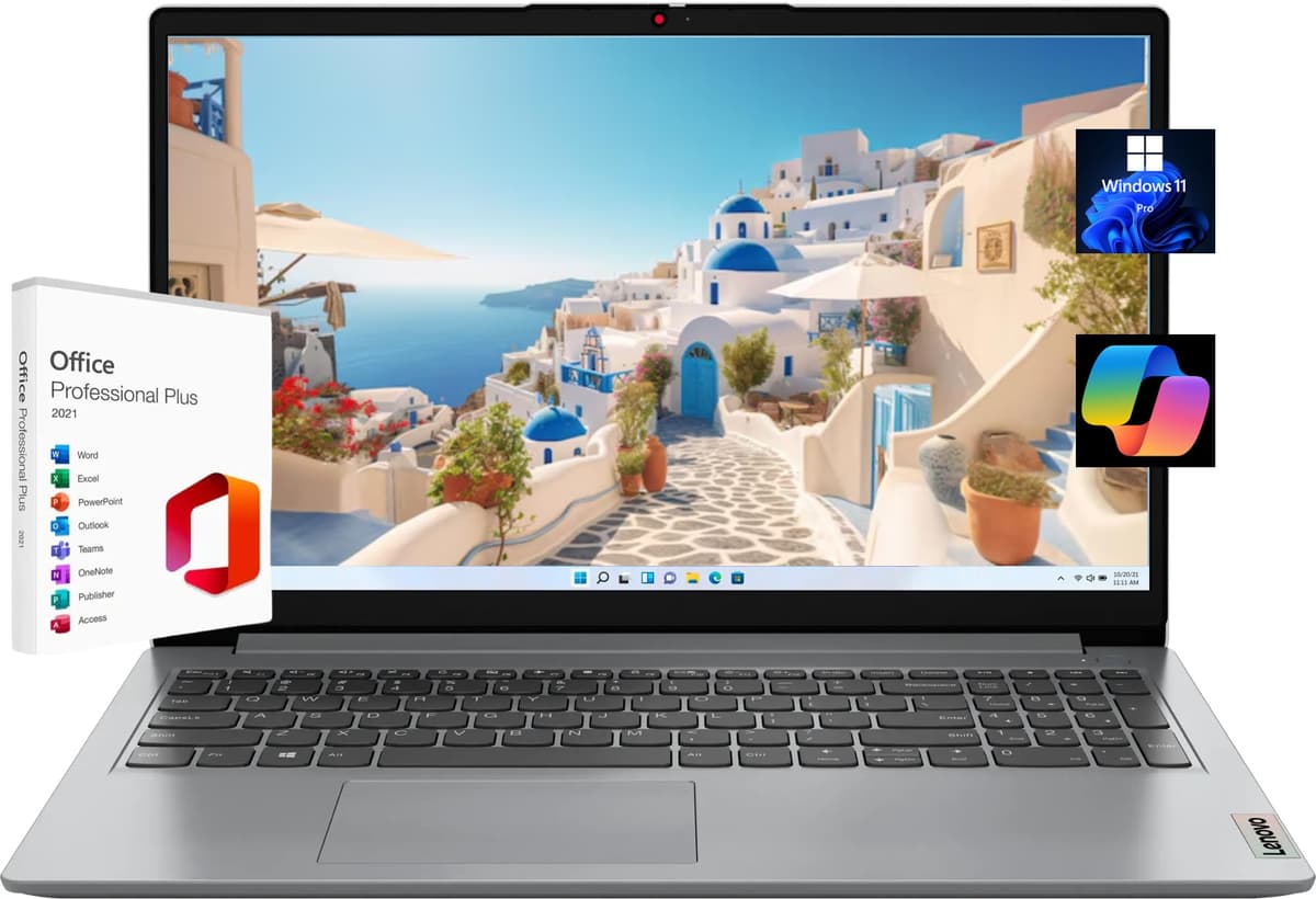 Lenovo Ideapad 1i 15.6" pantalla táctil FHD, con Microsoft Office 2021 de por vida gratuito, Intel Core i3-1215U, 12GB RAM, 256GB SSD, gráficos Intel UHD, Windows 11 Pro, gris nube 83B40006US