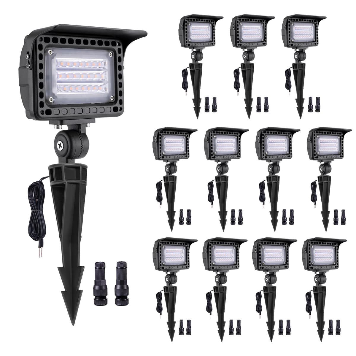 Gardenreet LED Wall Wash Lights - Pack de 12 luminarias baja tensión para paisaje, temperatura y brillo ajustable FloodLight2507C-12PCS