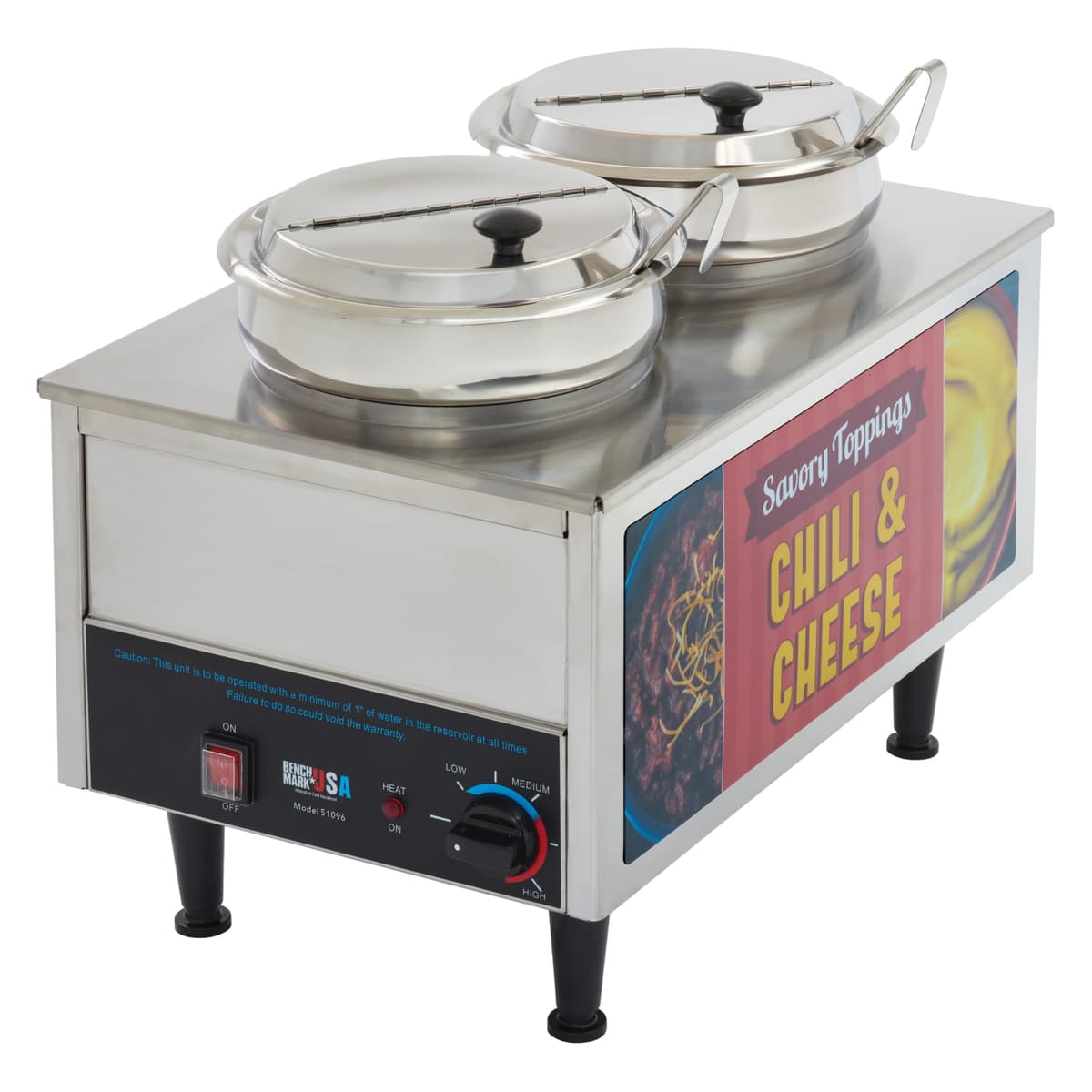 Winco Benchmark 51072 Calentador doble para chili y queso, acero inoxidable