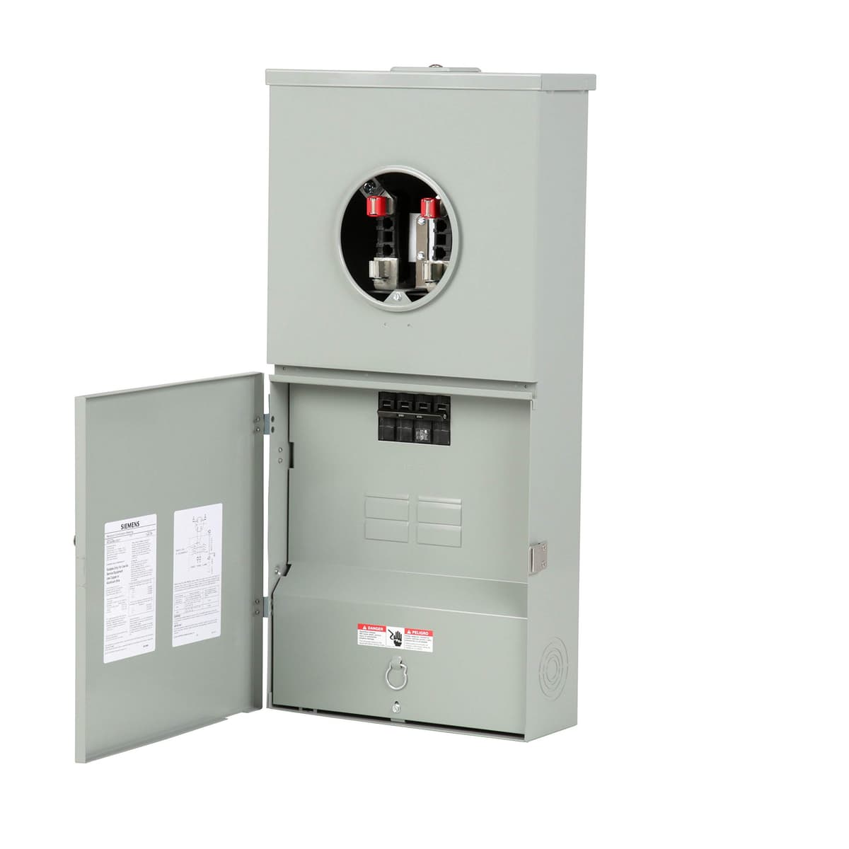 Siemens MC0408B1200T 4 espacios, 8 circuitos, 200 A con medidor y tapa tipo anillo
