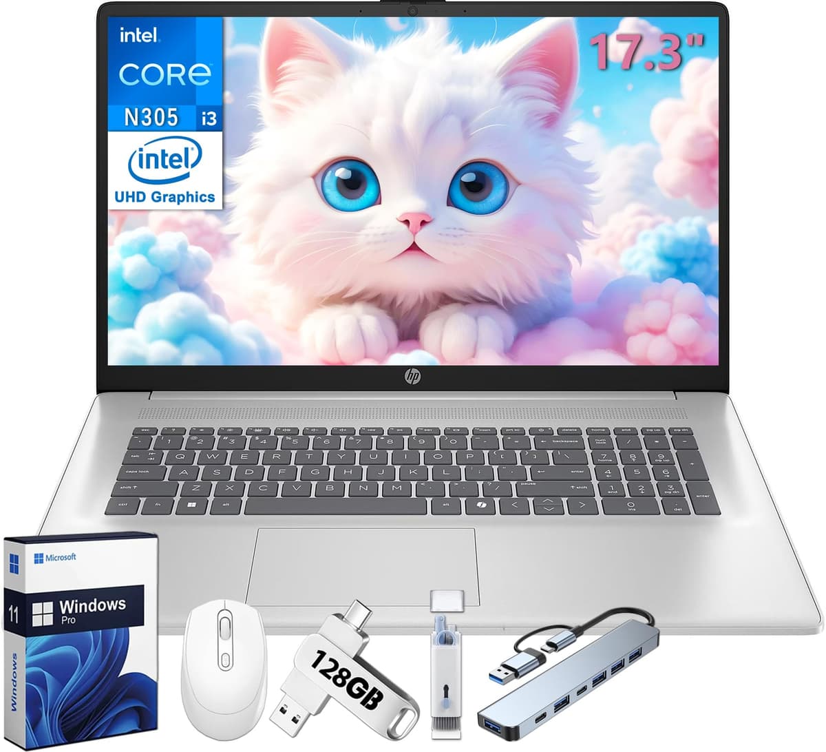 HP 17.3" FHD IPS, Intel i3-N305, 64GB DDR4, 2TB SSD, Windows 11 Pro