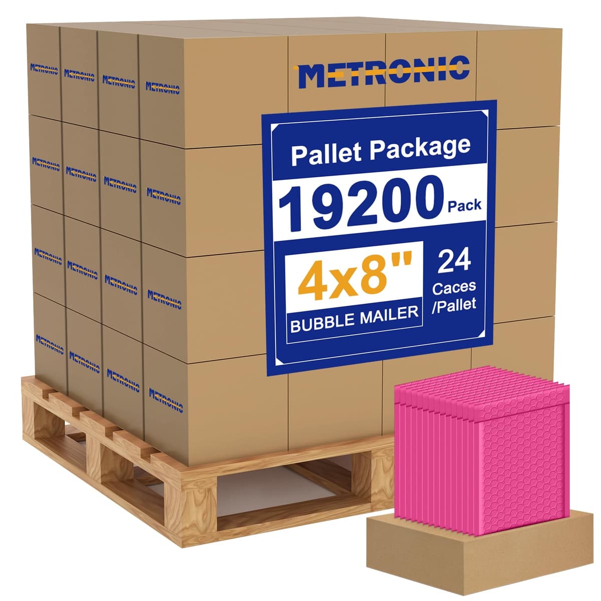 Metronic 19200 Pack Bubble Mailer 4x8 Inch Pink - Envío acolchado 4x7"