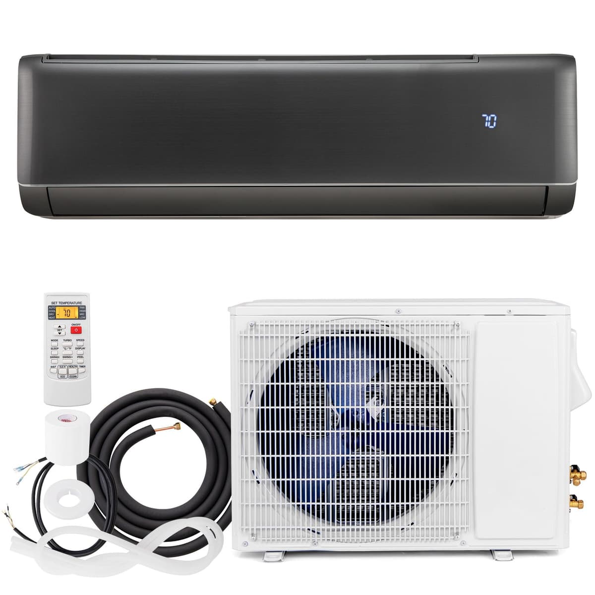 GLACER Mini Split 12000 BTU Inverter 21 SEER2, Aire Acondicionado y Calefacción Mural (12000BTU, 208-230V) KT-107