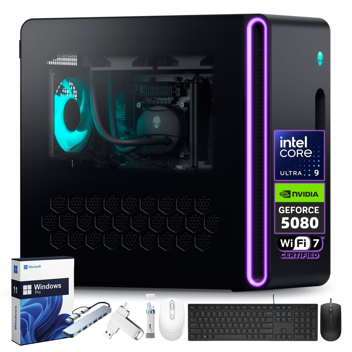 Dell Alienware Aurora R16 PC de Escritorio para Juegos, NVIDIA RTX 5080, Intel Ultra 9 285K (hasta 5.7 GHz), Wi-Fi 7, 64 GB DDR5, SSD de 8 TB + HDD de 2 TB, Refrigeración Líquida AlienFX, Iluminación RGB Personalizable, Windows 11 Pro