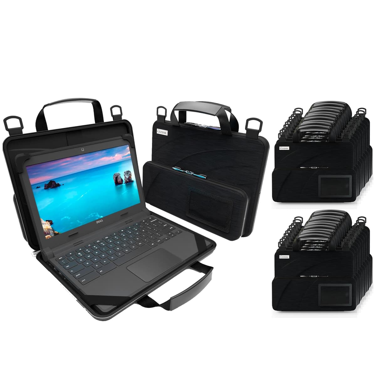 UZBL Estuche rígido protector siempre activo para Chromebook de 11-11.6 pulgadas con bolsa para accesorios y correa de hombro ajustable (paquete de 20) EVA7961-20PACK