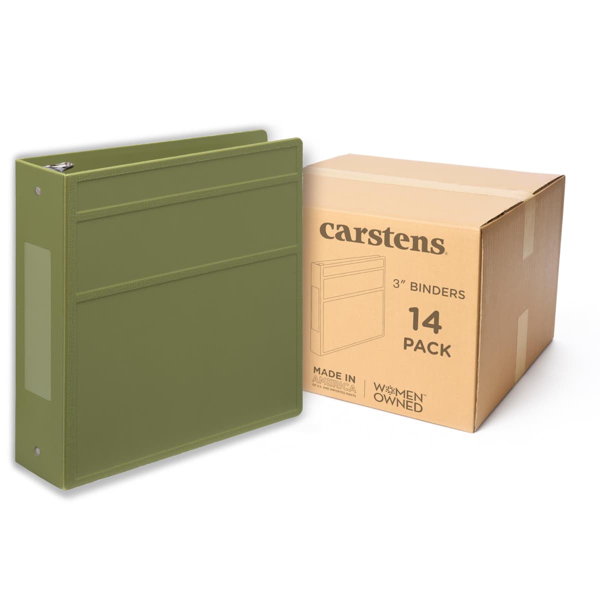 Carstens Archivador 3" Heavy Duty 3 anillas Lateral Sage, Plástico Resistente, Anillas No-Gap, Cubierta Impermeable, Sin Bolsillos, Capacidad 400 Hojas (1714-3R) 1714-3RCS