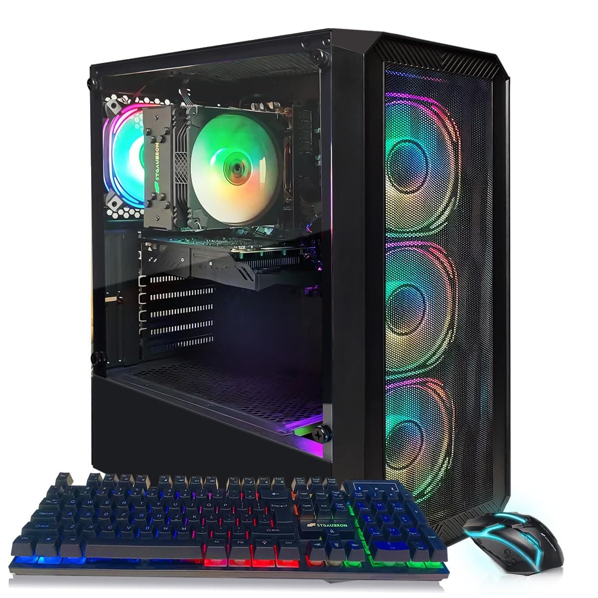 PC Gamer STGAubron, Intel Core i5-13400F 13ª Gen hasta 4.6G, GeForce RTX 3050 6GB, 16GB DDR4, 512GB SSD, 4 ventiladores RGB, WiFi 6 y BT 5.2, Windows 11 Home ABR2122