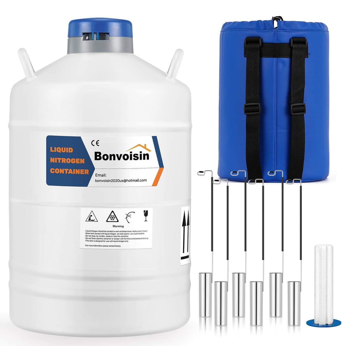 Bonvoisin Contenedor de Nitrógeno Líquido 20L LN2 - Dewar criogénico con 6 canisters (MPN 65D)