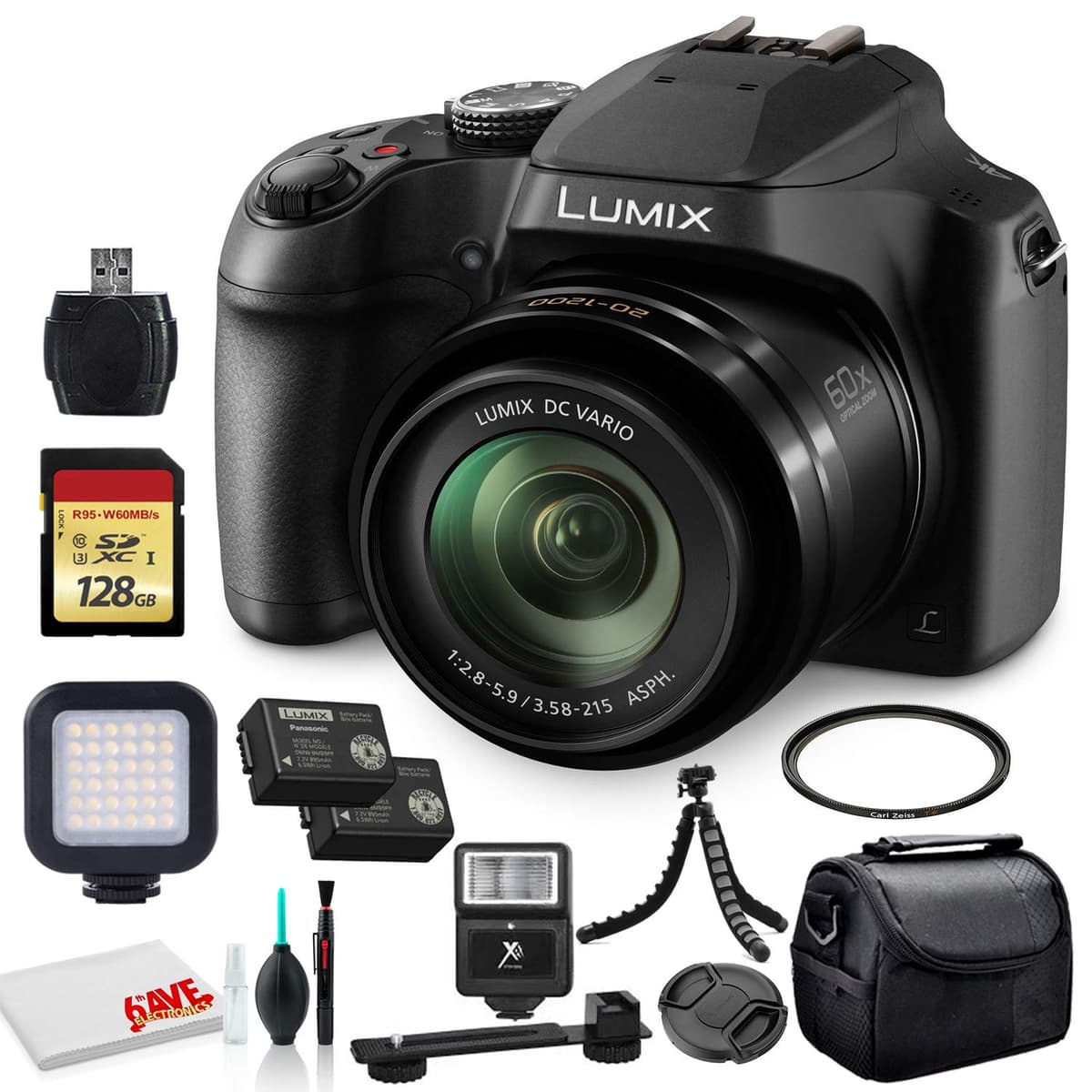 Panasonic Lumix DC-FZ80D / DC-FZ85D Digital Camera - Bundle con 128GB, LED Video Light, Batería DMW-BMB9 y Accesorios DC-FZ80DK_EDI_3